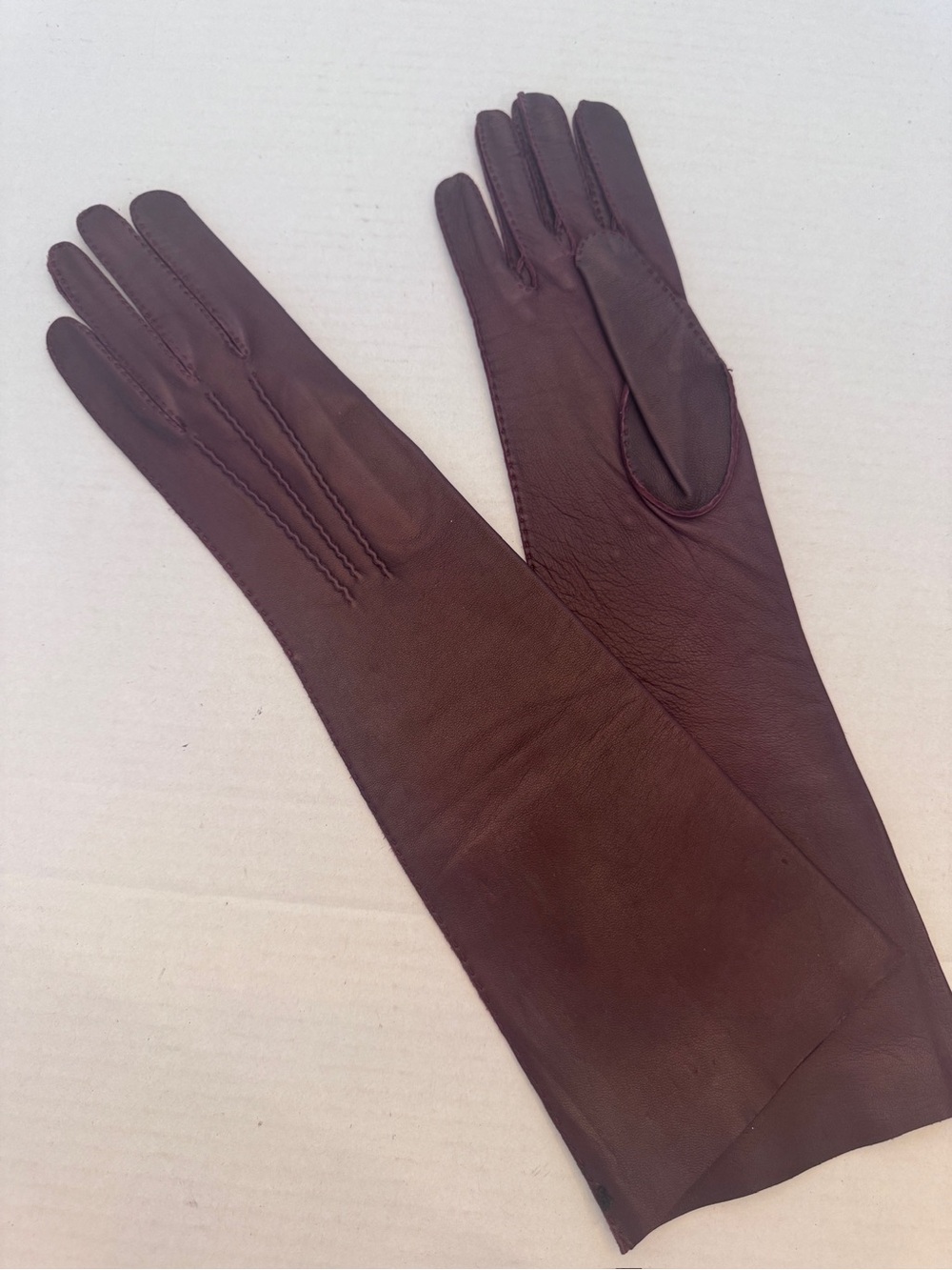 Vtg 1960s Dandoufa Brown Kid Leather Gloves Made in Greece Retro Size 6.5 Small